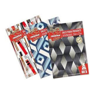 50 UND Saco de Presente 35x54 ESTAMPADOS - CROMUS em Oferta na Shopee