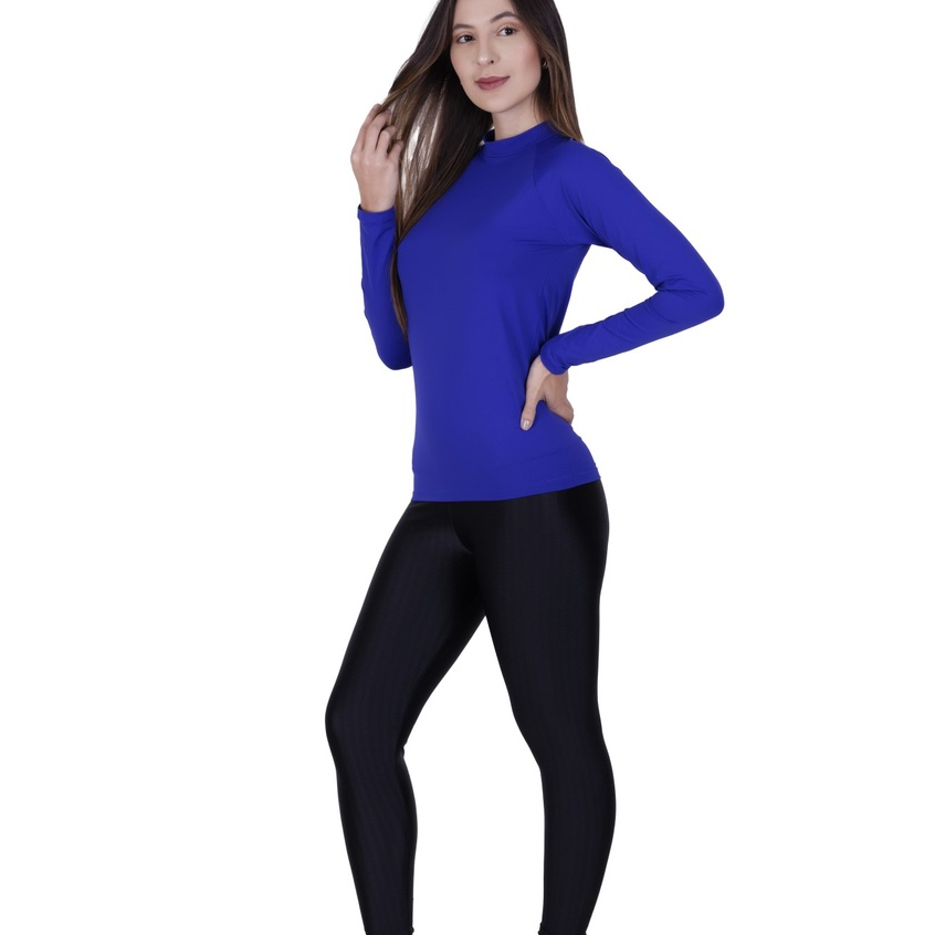 Blusa Fitness Térmica Segunda Pele Inverno de Frio Camisa Proteção Solar UV 50+ Academia Feminina