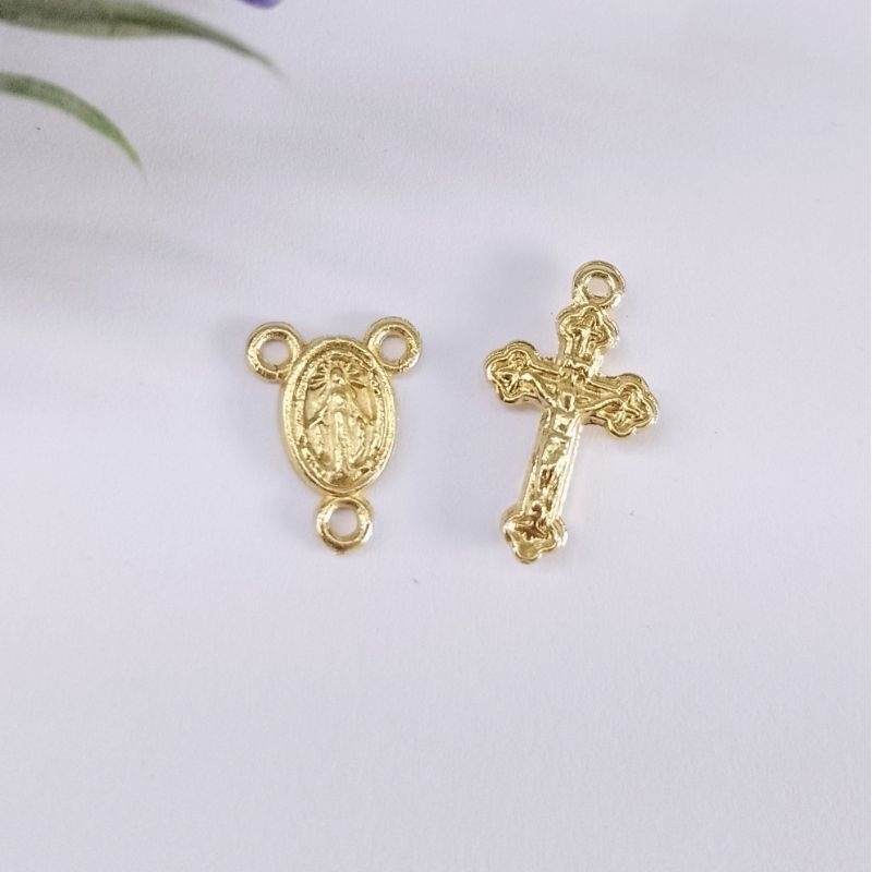 Kit para Mini Terço Dourado (10 peças de cada) Montagem de Dezenas - Lembrancinhas