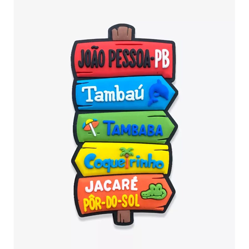Ímã de Geladeira João Pessoa PB Borracha Placa Tambaú Por do Sol Jacaré Souvenir