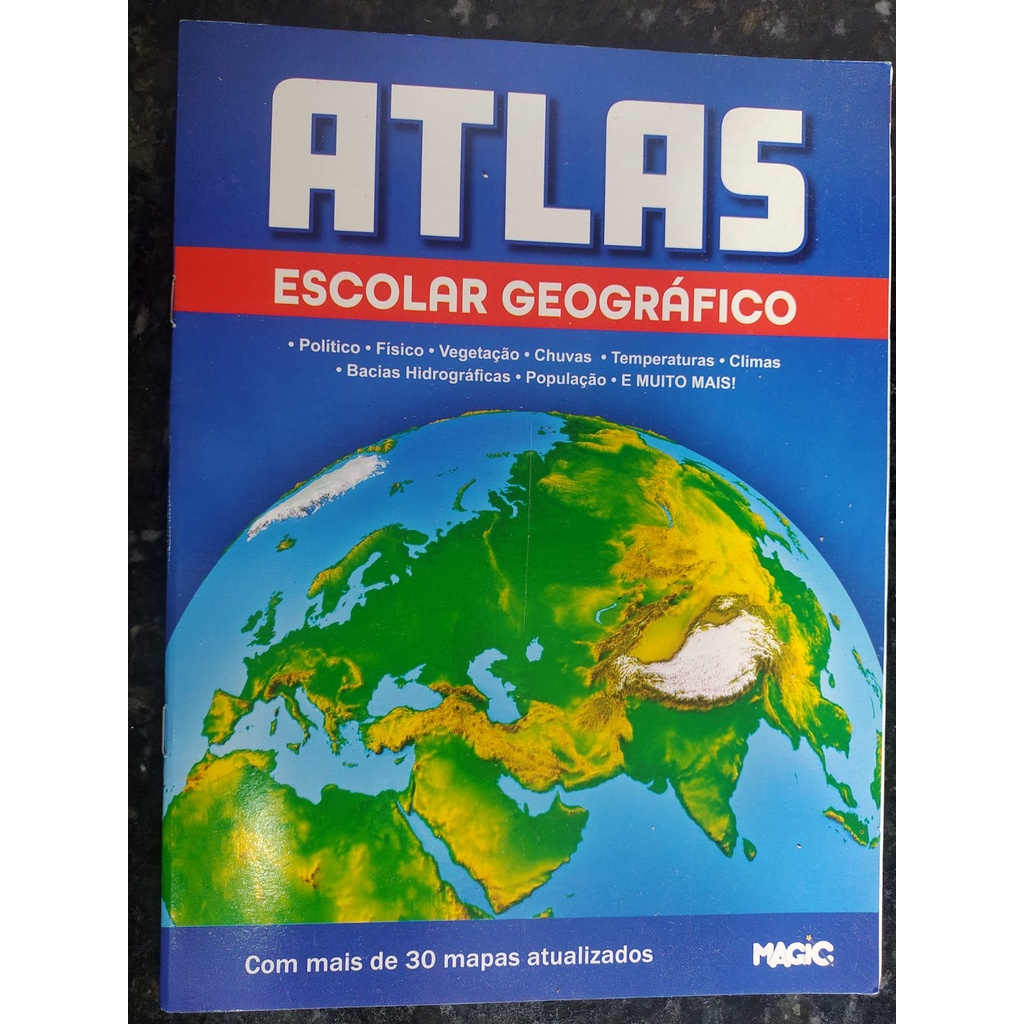 Livro Atlas Escolar Geográfico, Mapas Atualizados