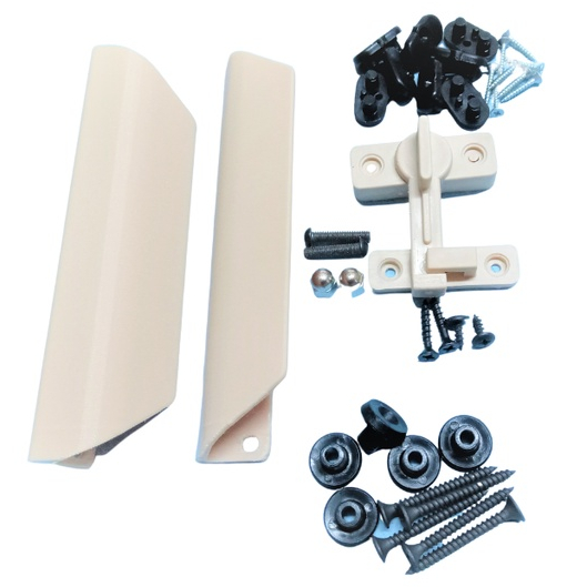 Kit Para Manutenção De Porta Sanfonada Areia (puxador+trinco+acessórios)