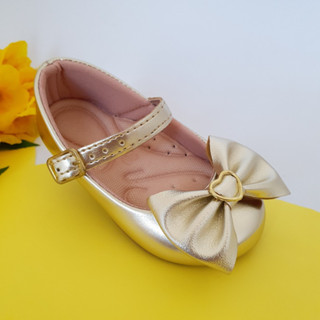 Sapatilha Infantil Confortável De Menina Ouro Fosca Milu Fashion com Laço Coração 16 ao 34