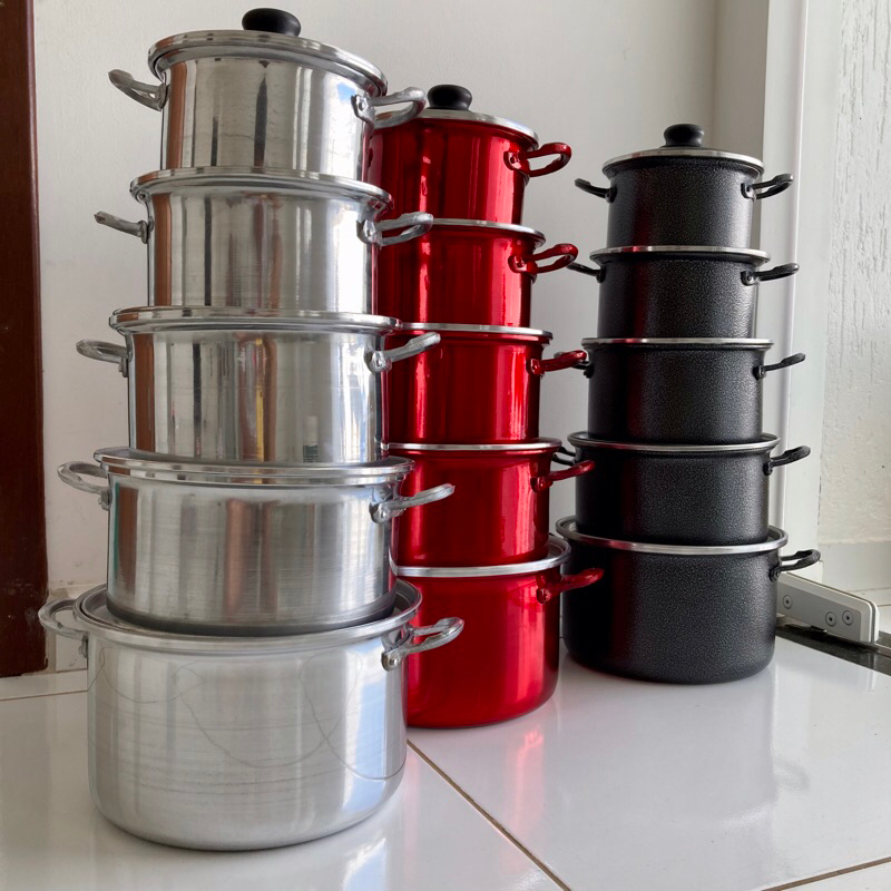 Jogo de panelas ALTAS de excelente qualidade em alumínio bastante resistente. em Oferta na Shopee