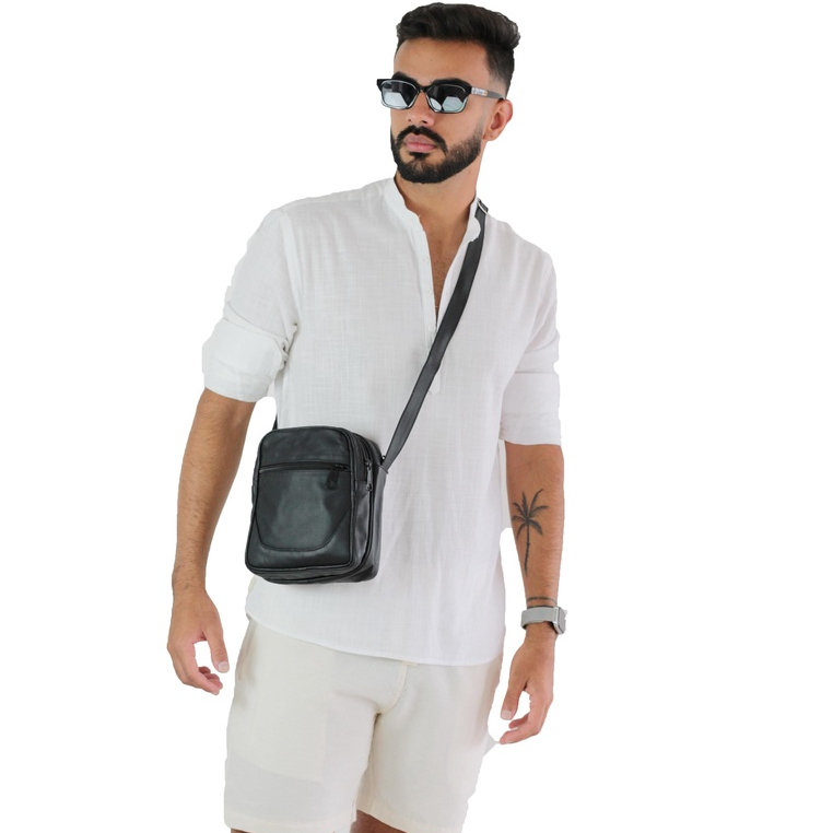 Shoulder Bag 4 Bolsos Bolsa Transversal Em Couro Legitimo Na Promoção COM GARANTIA