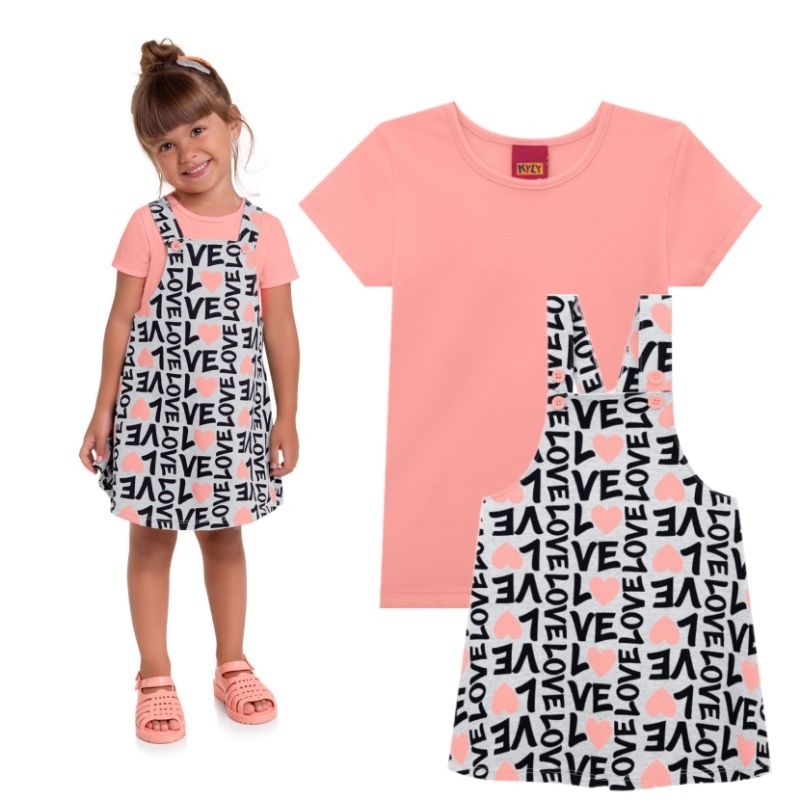 Conjunto Infantil Feminino Kyly Blusa e Salopete em Moletinho.
