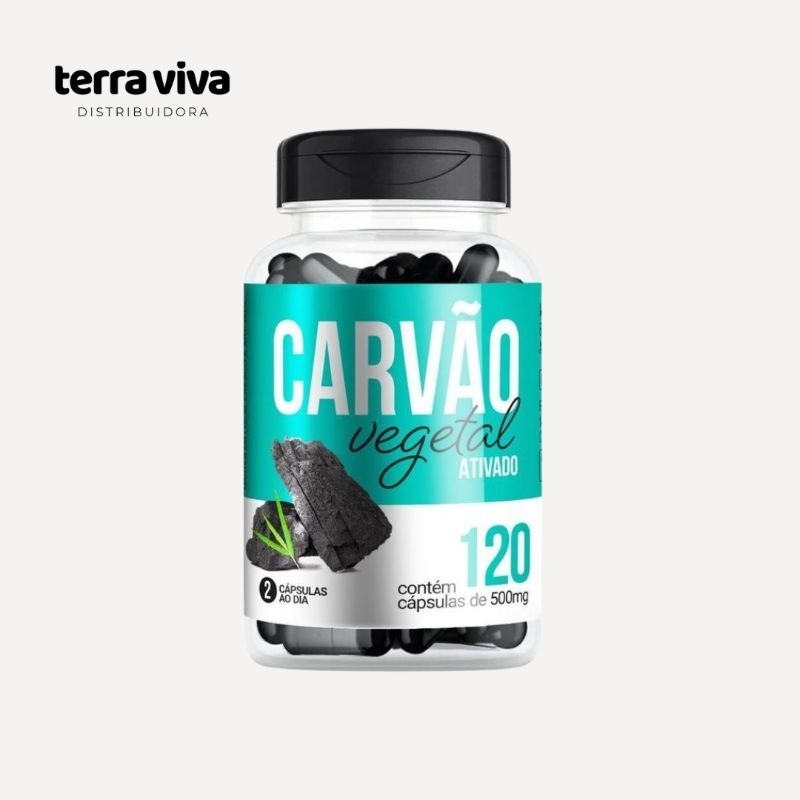 Carvão Vegetal Ativado da Natuvite com 120 Cápsulas de 500mg, Suplemento Alimentar, envio rápido.