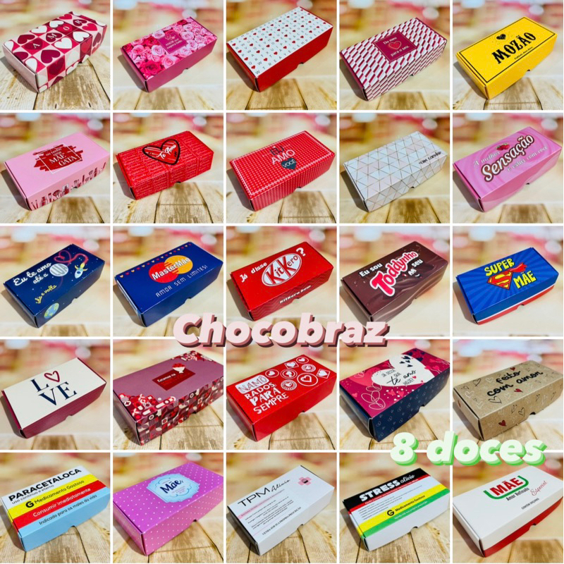 10 CAIXAS P/8 DOCES EMBALAGENS ( DIVERTIDAS IDEIA ) OUTLET (CHOCO)