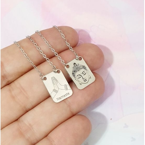 Escapulário Buda Namastê aço inox cirúrgico namaste escapulario religioso zen Yoga colar pingente em Oferta na Shopee