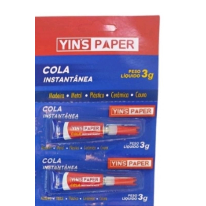 2 Unidades yins paper cola instantânea tipo super bomder | Shopee Brasil