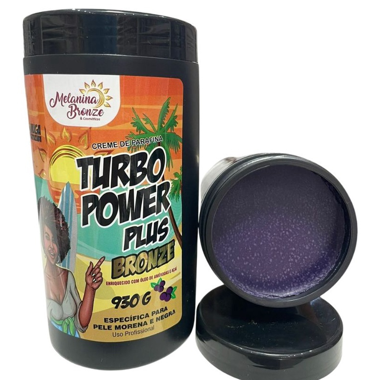 Parafina Turbo Power Plus Melanina Bronze 930g Pele Morena E Negra