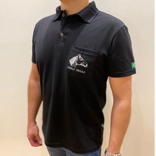 Camiseta Polo Masculina Piquet Cavalo Crioulo