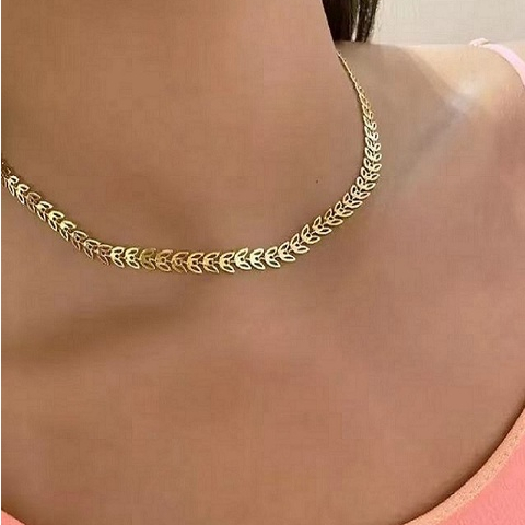 Colar Choker Escama De Peixe Folheado Banhada A Ouro 18k Prata 925