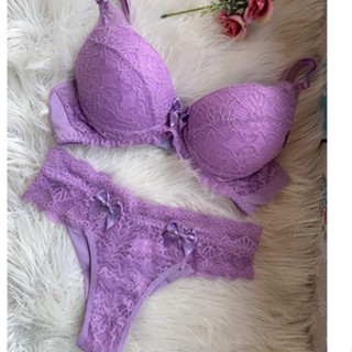 Lingerie Renda Sutiã Com Bojo E Calcinha Fio Duplo Milena Micro em Oferta na Shopee