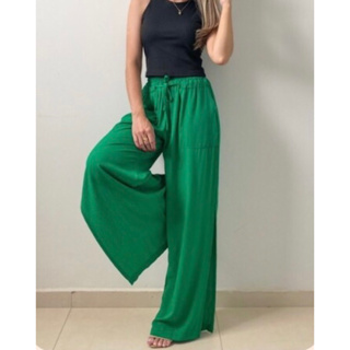 Calça Pantalona em Viscolycra  Plus Size Com Abertura Laterais em Oferta na Shopee