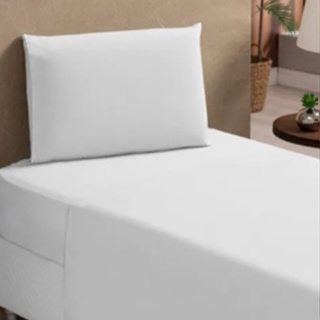Lençol solteiro 2 peças Lençol com elástico e fronha Jogo de lençol branco   400 fios micropercal em Oferta na Shopee