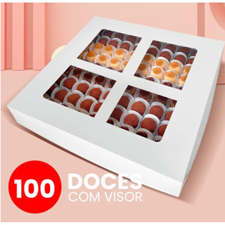 5~25 caixas para 100 doces com visor ou sem branca visor chocobraz// em Oferta na Shopee