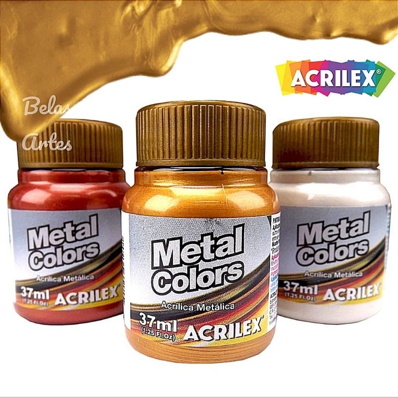 Tinta Metálica Metal Colors 37ml - Acrilex em Oferta na Shopee