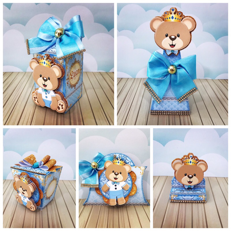 Kit Festa 30 Lembrancinhas Personalizadas - Ursinho Príncipe - Caixinhas Personalizadas-  Papelaria