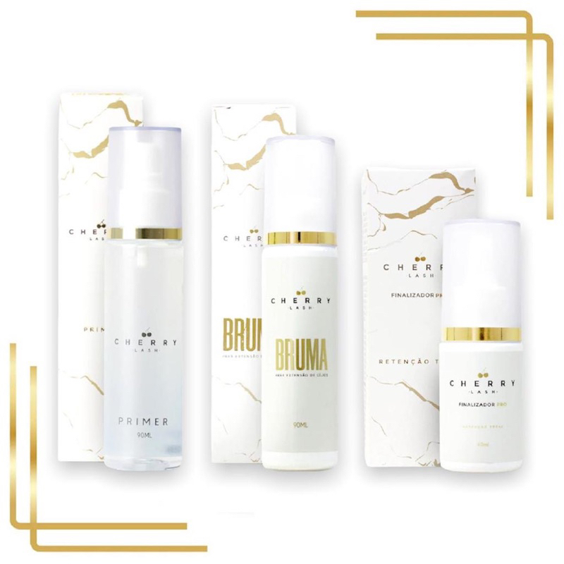 Kit Retenção Bruma + Finalizador + Primer Para Extensão De Cílios Profissional CHERRY LASH