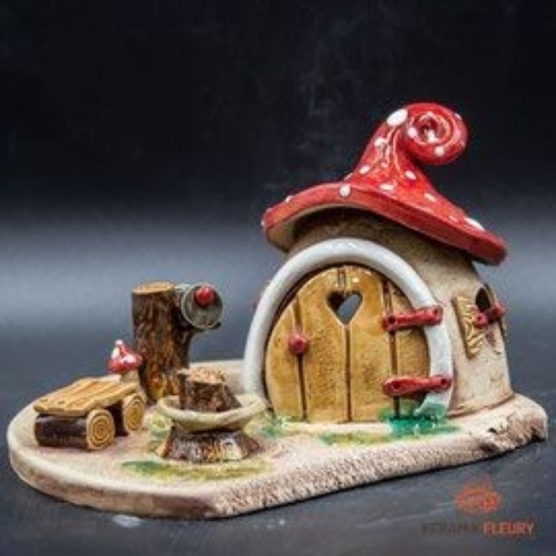 Porta Incenso e Incensário de luxo casinha completa escultura completa