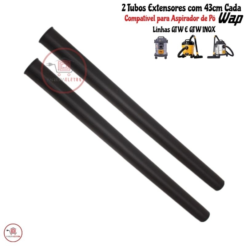 2 Tubo Prolongador Aspirador de Pó Wap GTW 10 12 20 30 INOX
