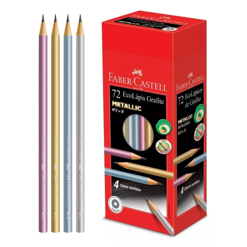 Lápis Preto Grafite Ecolápis Metallic / Perola / Neon 72 Unidades - Faber Castell