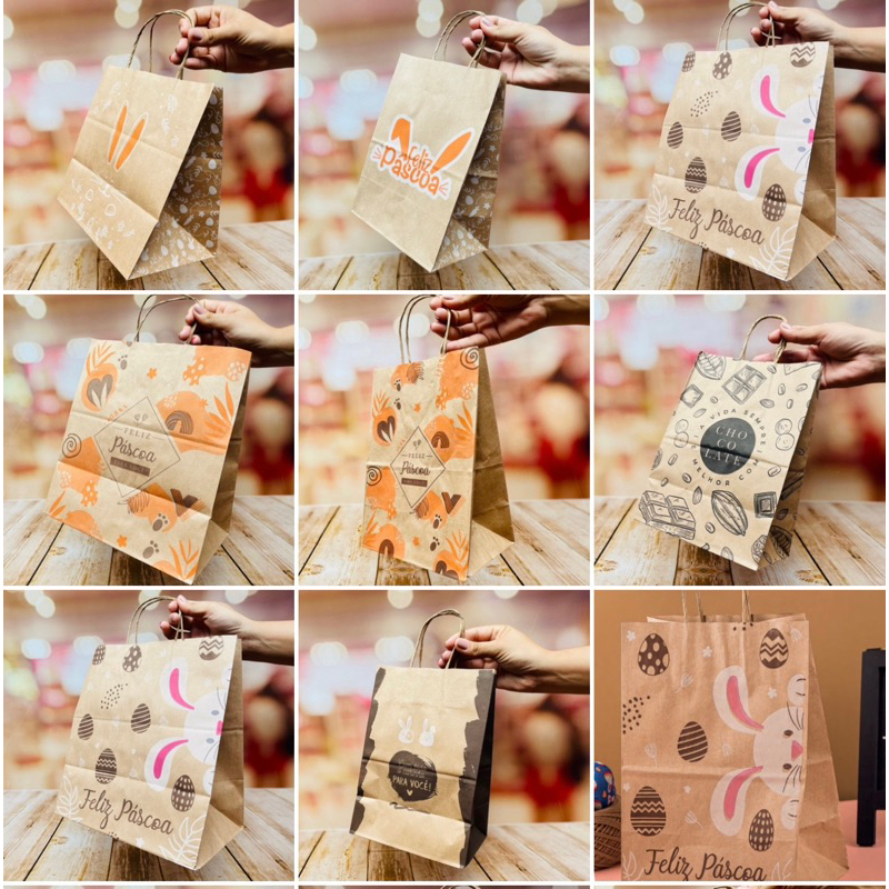 10 sacolas de páscoa embalagem ovo de páscoa idéia P/ M / G em Oferta na Shopee