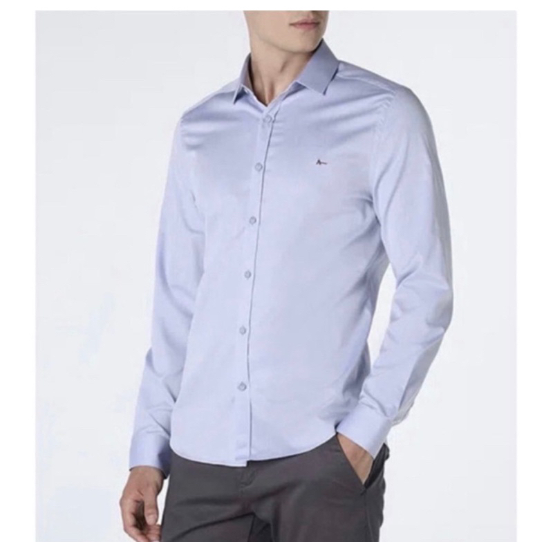Camisa social Aramis slim fit masculina lisa manga longa