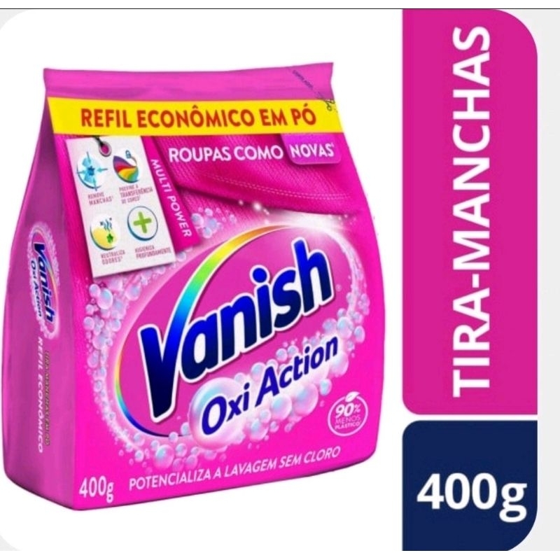 Vanish tira Manchas em Pó Multi Power Oxi Action 400g, Vanish Crystal White Oxi Action em Pó 400g