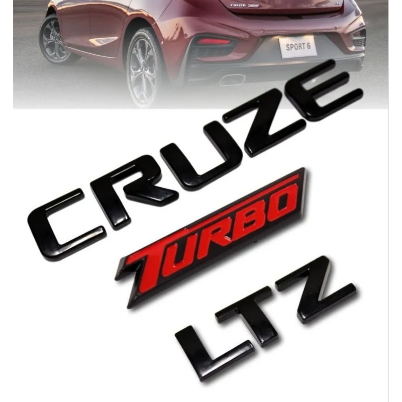 Acessório Emblemas Cruze Ltz Turbo Preto Chevrolet Hacth Sedan Kit 3 Peças em Oferta na Shopee
