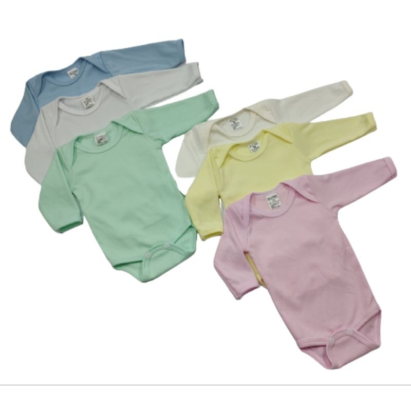 Kit Com 5- Body De Bebê Manga Longa Malha Canelada Menino Menina em Oferta na Shopee