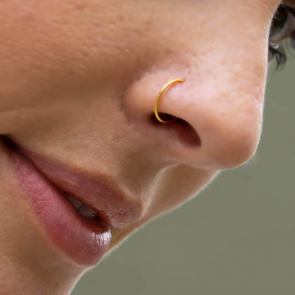 Piercing Nariz Folheado a Ouro 18k  6/7/8/10/12MM Argolinha Fina