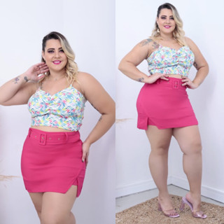 SAIA PLUS SIZE ALFAIATARIA BENGALINE ELEGANTE LATERAL