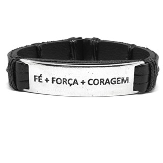 pulseira bracelete masculino feminino ajustável pode molhar fé+força+coragem