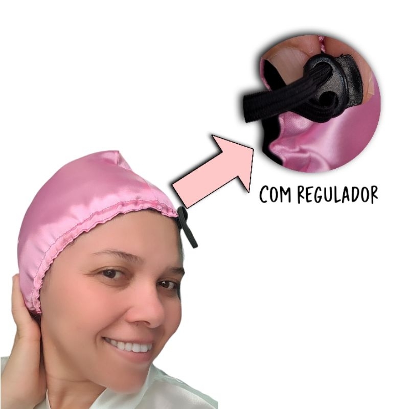 Touca Nero De Cetim Antifrizz Dupla Face Com Regulador