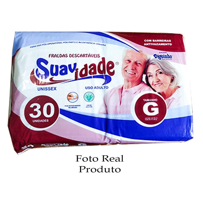 FRALDA GERIATRICA SUAVIDADE TAMANHO G 30 UNIDADES