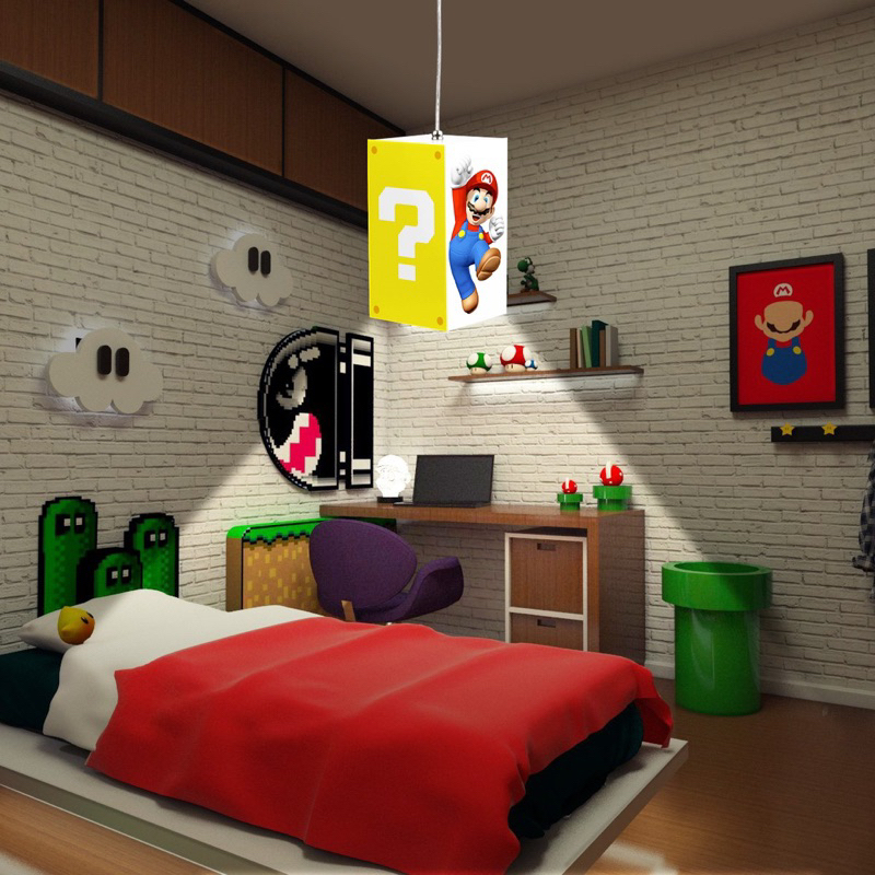 Lustre Pendente Luminaria Quarto Infantil Super Mario Bros Criança Menino Menina criança Led