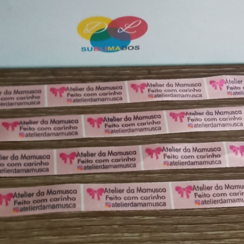 Etiquetas em cetim EM TIRAS, SEM CORTE, tamanho 2x1cm ou 3x1cm SEM MARGEM DE COSTURA em Oferta na Shopee