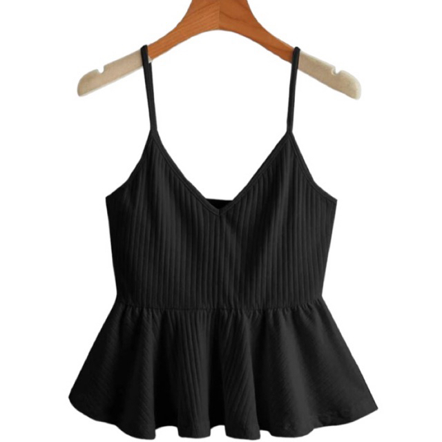 blusa blusinha peplum alcinha canelada babado na cintura gola V