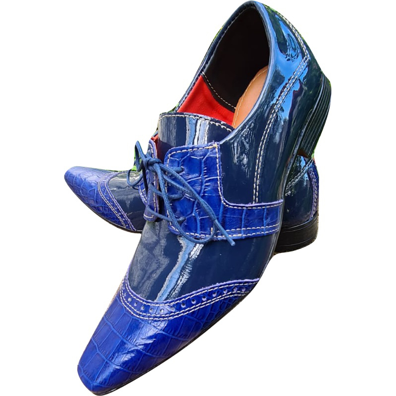 Sapato Masculino Italiano em Couro Social Executivo Dostoievski Ref: 1199 Azul