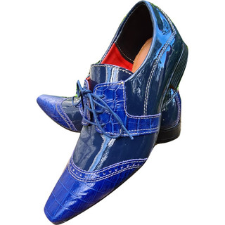 Sapato Masculino Italiano em Couro Social Executivo Dostoievski Ref: 1199 Azul