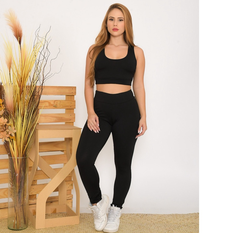 Conjunto de Academia Fitness Calça Legging e Top Nadador - Sports & Outdoors