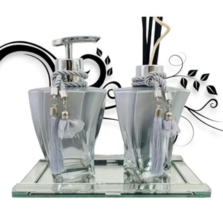 Kit Lavabo Banheiro Degrade Prata Luxo Elegance 260ml em Oferta na Shopee