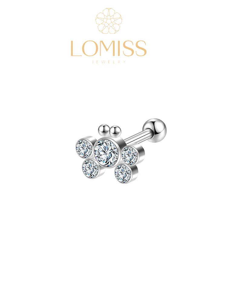 Piercing Minibarbell Aço Cirúrgico Borboleta Zircônia Cravada《Lomiss semijoias》