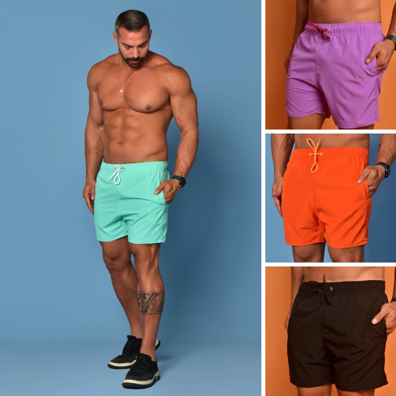 Short Elastano Mauricinho Casual Praia Curto Bermuda Masculino com Elástico