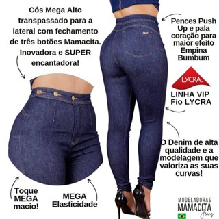 Calça Jeans Feminina Modeladora Encanto Mamacita Cintura alta
