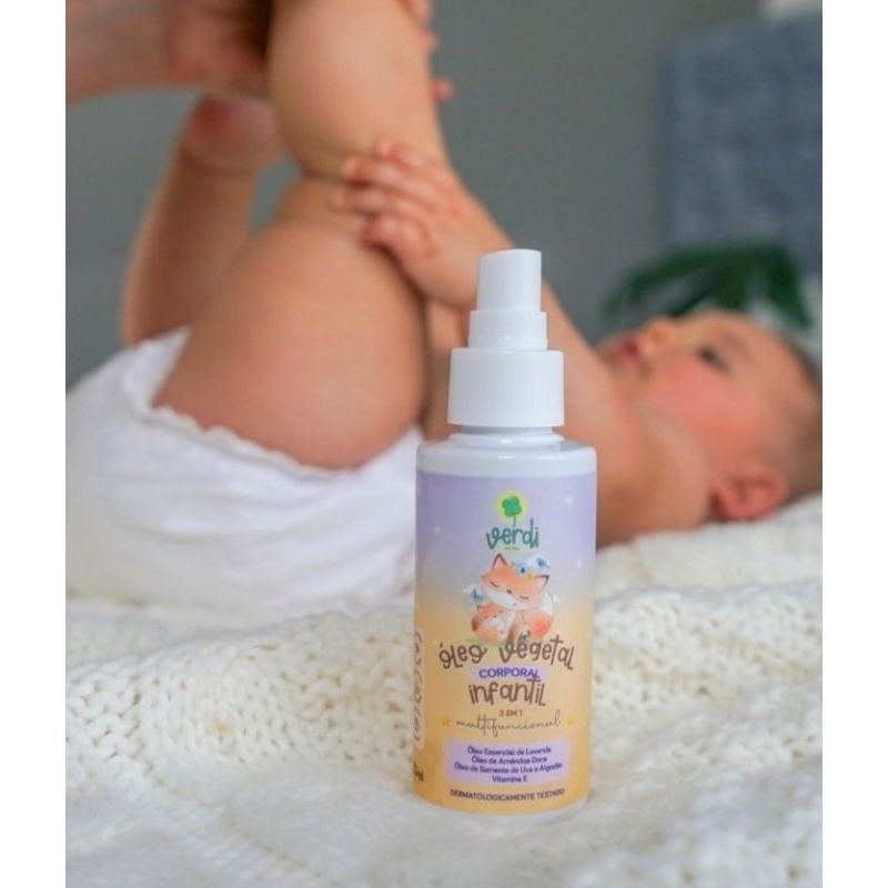 Óleo Vegetal Corporal Infantil 100% Natural com Óleo essencial de Lavanda, Óleos de Amêndoa Doce, Semente de Uva e Algodão e Vitamina E