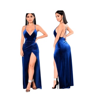 Vestido longo  feminino com fenda  e  alsa vestidos  de  festa em Oferta na Shopee