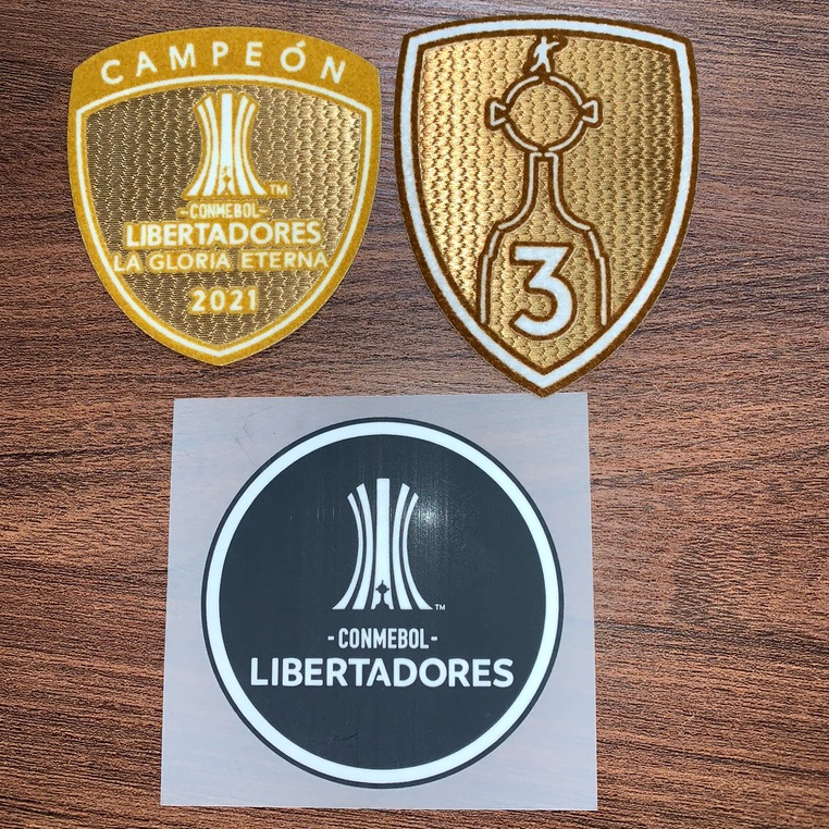 Patch libertadores 3 Taças Comenbol Campeón Tri Campeão 2021 Kit Verdão Palmeiras Porco Emblema Escudo Símbolo Descontão